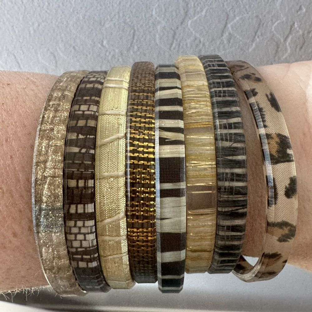 Color By Amber Gold Bronze Metallic Skinnies Cuff Ecofriendly Bracelets Lot of 8